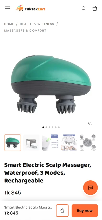 A product page on a phone, with a sticky Buy now bar at the bottom.